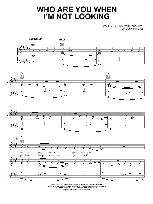Blake Shelton Who Are You When I'm Not Looking Sheet Music Notes & Chords for Piano, Vocal & Guitar (Right-Hand Melody) - Download or Print PDF