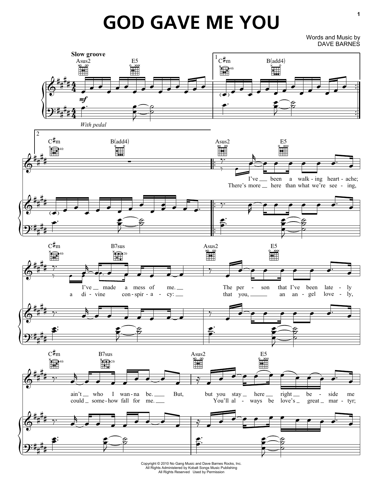 Preview Blake Shelton God Gave Me You Rock sheet music, notes and chords for Piano, Vocal & Guitar (Right-Hand Melody), SKU: 74889 God Gave Me You sheet music
