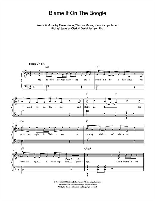 Mac Huff Blame It On The Boogie Sheet Music Download Pdf Score 296731