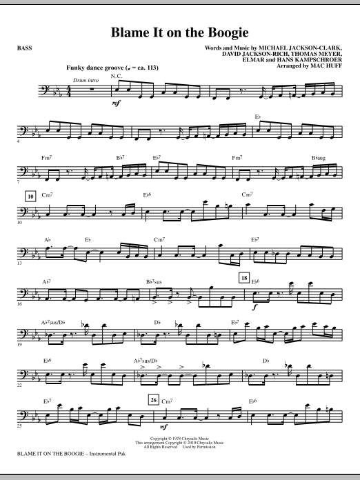 Mac Huff Blame It On The Boogie Bass Sheet Music Download Pdf Score 296741