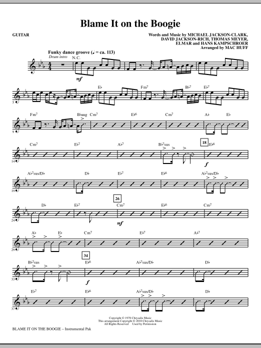Mac Huff Blame It On The Boogie Guitar Sheet Music Download Pdf Score 296740
