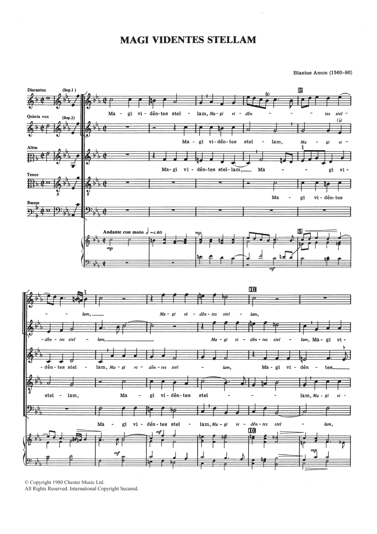 Blasius Amon Magi Videntes Stellam Sheet Music Notes & Chords for Choral SAATB - Download or Print PDF