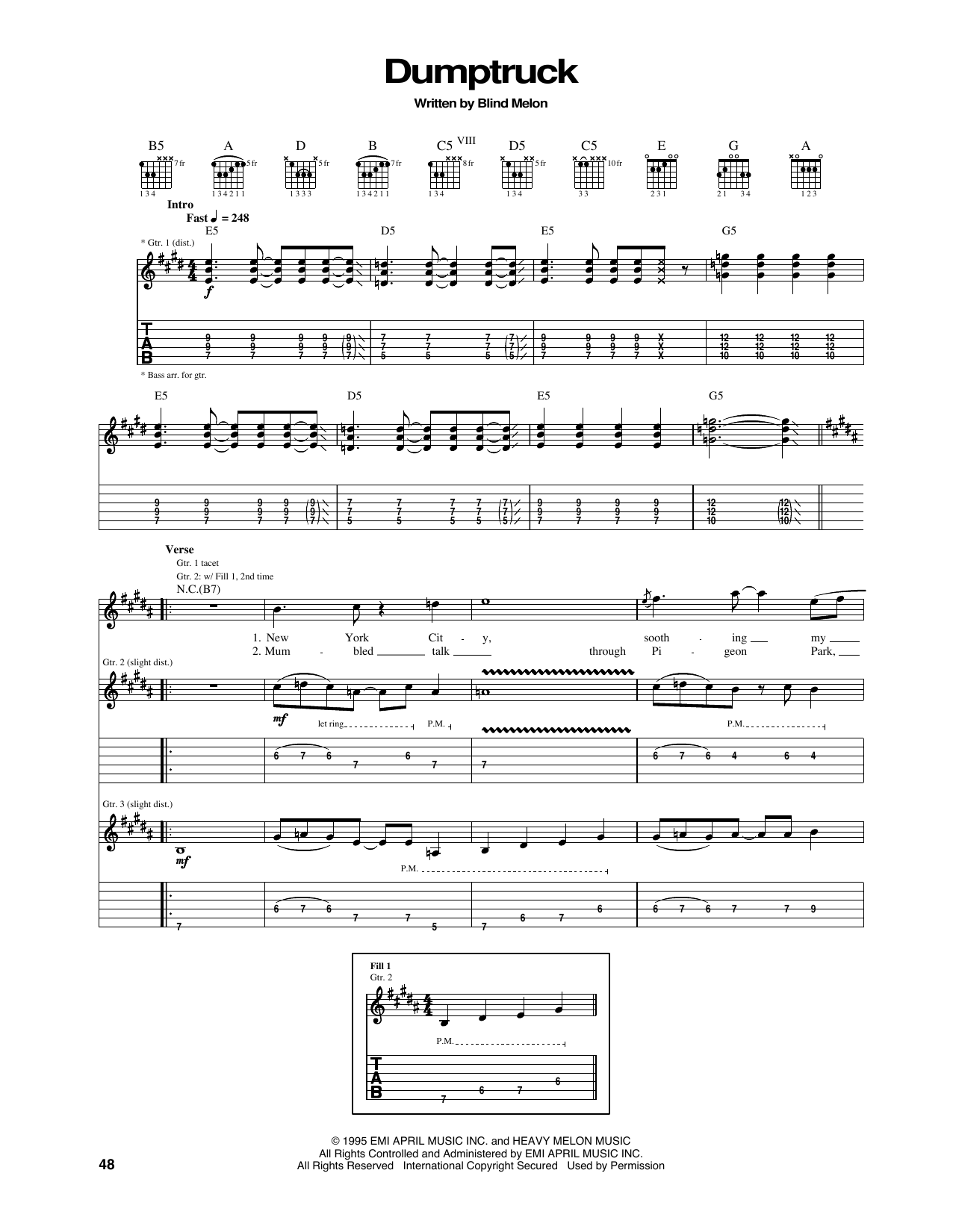 Blind Melon Dumptruck Sheet Music Notes & Chords for Guitar Tab - Download or Print PDF