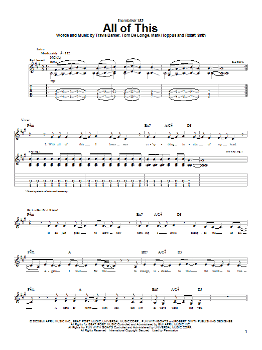 Blink-182 All Of This Sheet Music Notes & Chords for Guitar Tab - Download or Print PDF