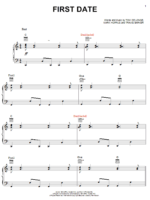 Blink 182 First Date Sheet Music Notes & Chords for Drums Transcription - Download or Print PDF