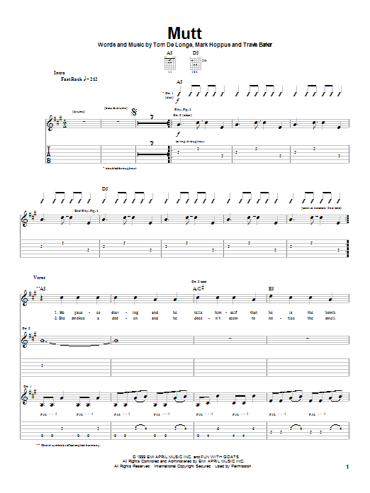 Blink-182 Mutt Sheet Music Notes & Chords for Guitar Tab - Download or Print PDF Blink-182 Mutt Sheet Music Notes & Chords for Guitar Tab - Download or Print PDF