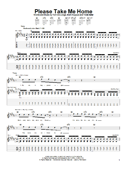 Blink-182 Please Take Me Home Sheet Music Notes & Chords for Guitar Tab - Download or Print PDF Blink-182 Please Take Me Home Sheet Music Notes & Chords for Guitar Tab - Download or Print PDF