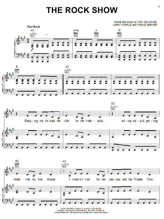 Blink-182 The Rock Show Sheet Music Notes & Chords for Guitar Tab Play-Along - Download or Print PDF