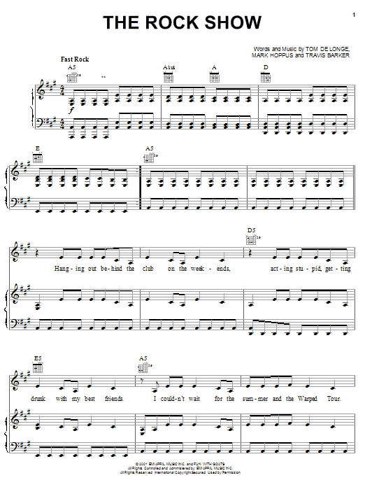 Preview Blink-182 The Rock Show Pop sheet music, notes and chords for Bass Guitar Tab, SKU: 23545 sheet music, piano notes, chords, guitar tabs, score, transpose, transcribe, how to play, guide, download, learn, tutorial, progression, song, artist, awards, billboard, mtv, vh1, tour, single, album, release