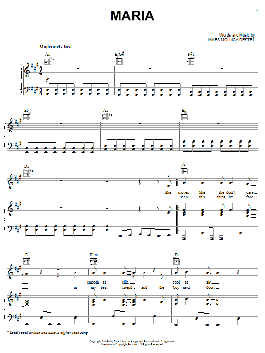 Blondie Maria Sheet Music Notes & Chords for Lead Sheet / Fake Book - Download or Print PDF