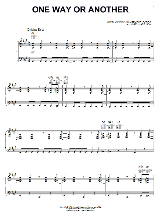 One Way Or Another sheet music