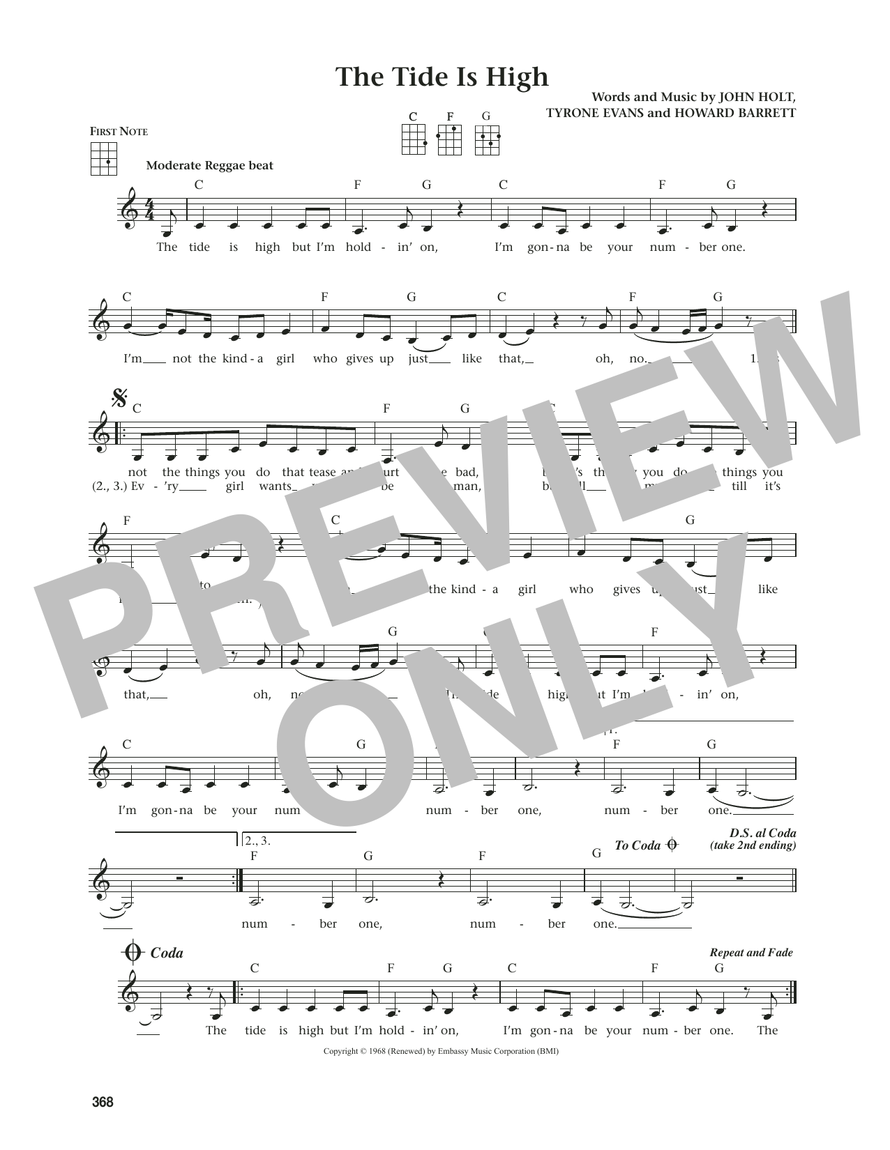 Blondie The Tide Is High (from The Daily Ukulele) (arr. Jim Beloff) Sheet Music Notes & Chords for Ukulele - Download or Print PDF