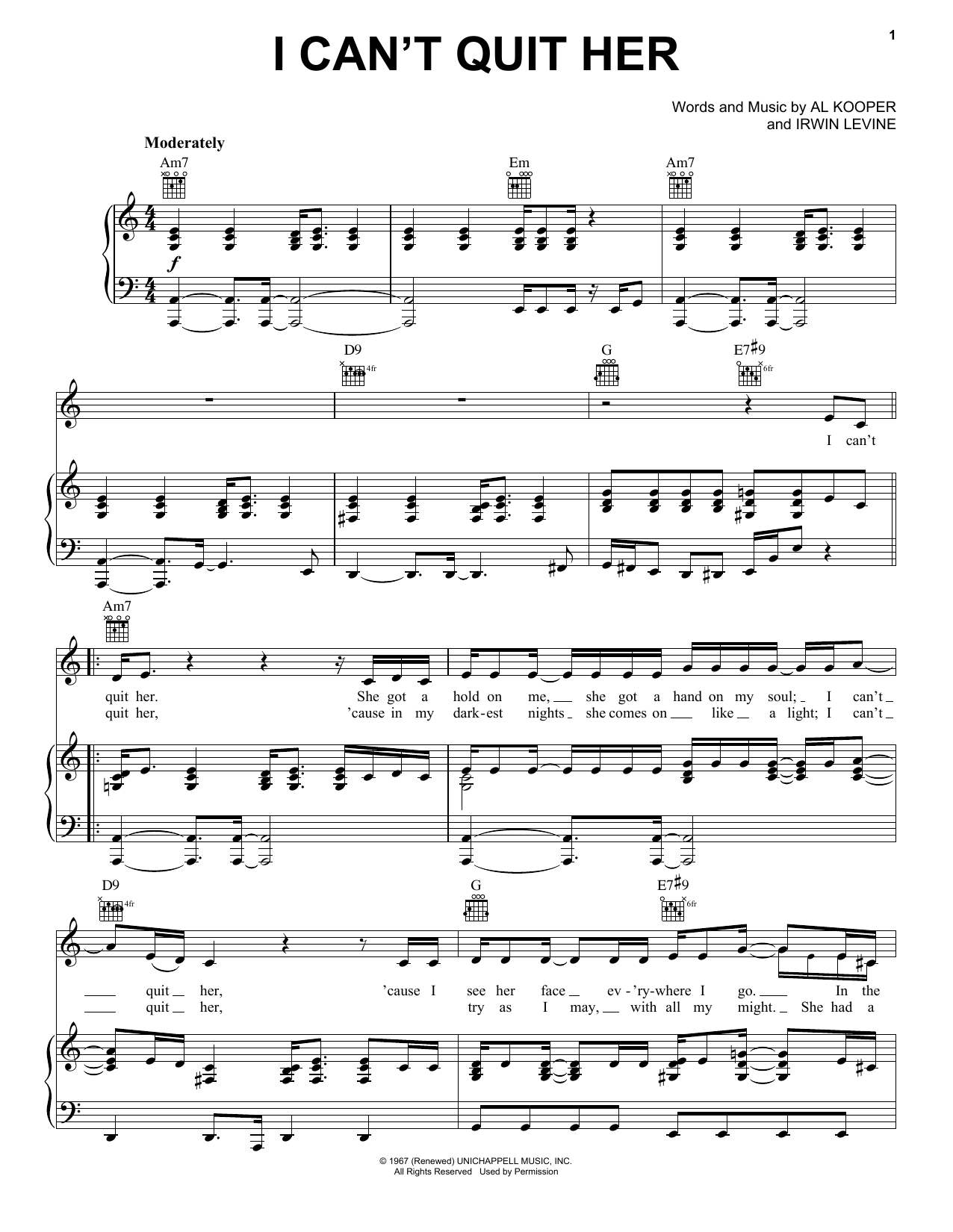 Blood, Sweat & Tears I Can't Quit Her Sheet Music Notes & Chords for Piano, Vocal & Guitar (Right-Hand Melody) - Download or Print PDF