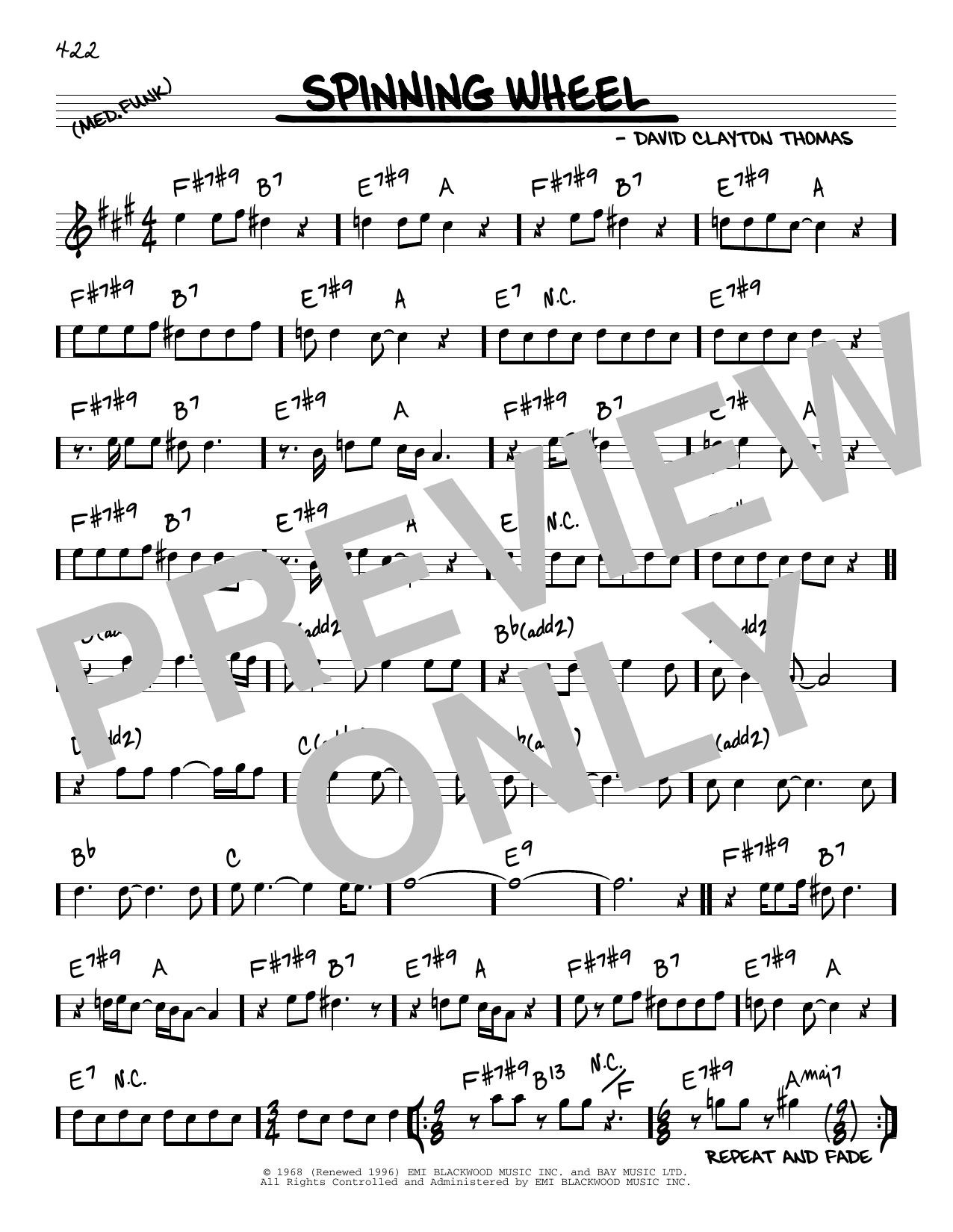 Blood, Sweat & Tears Spinning Wheel Sheet Music Notes & Chords for Real Book – Melody & Chords - Download or Print PDF