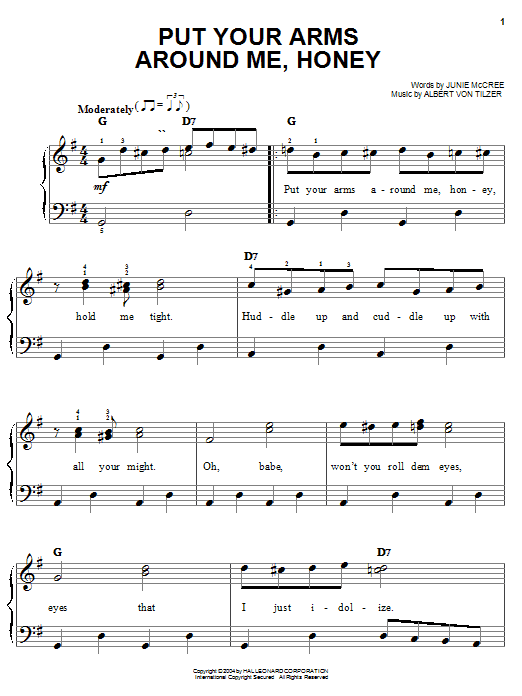 Blossom Seely Put Your Arms Around Me, Honey Sheet Music Notes & Chords for Lead Sheet / Fake Book - Download or Print PDF