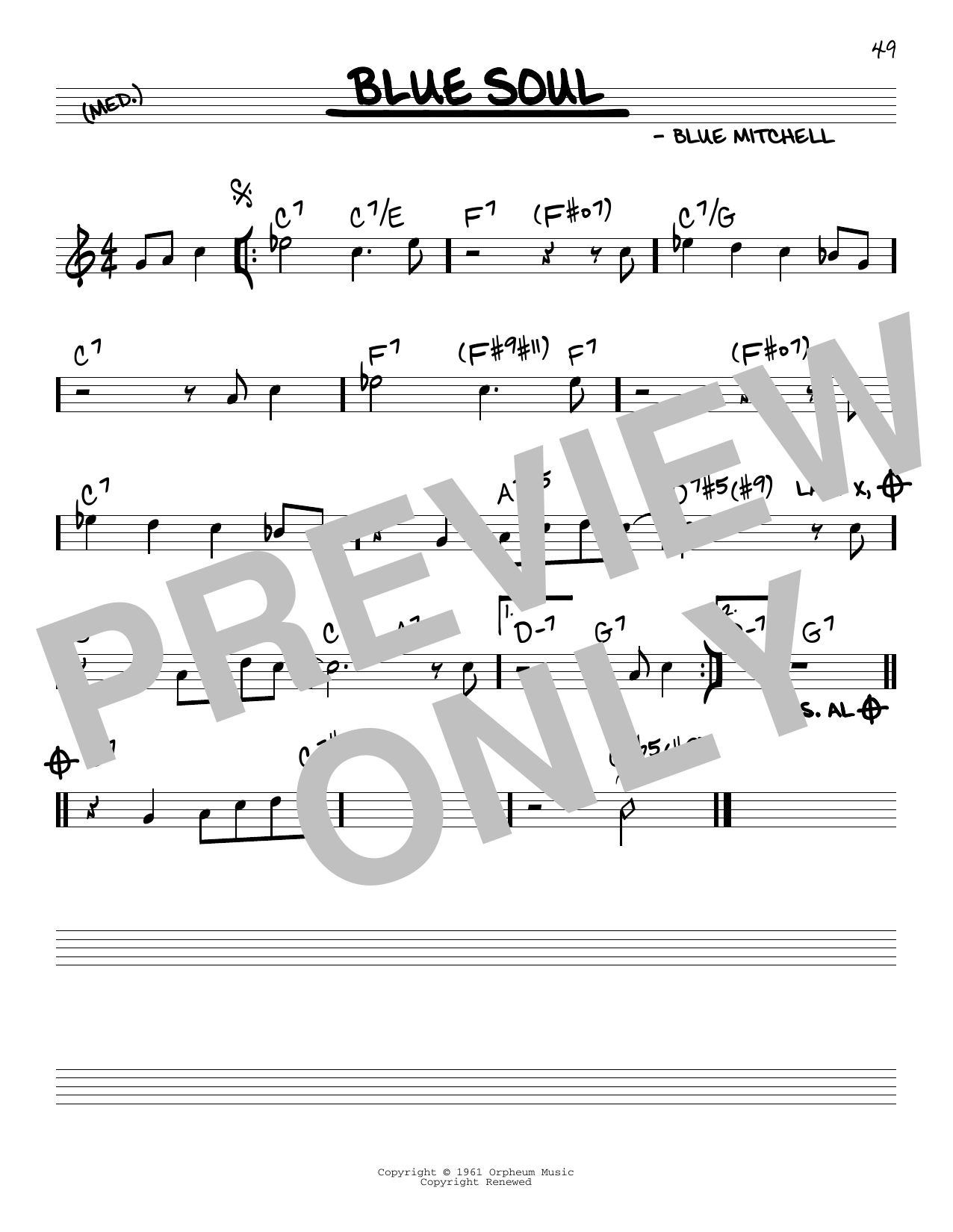 Blue Mitchell Blue Soul Sheet Music Notes & Chords for Real Book – Melody & Chords - Download or Print PDF