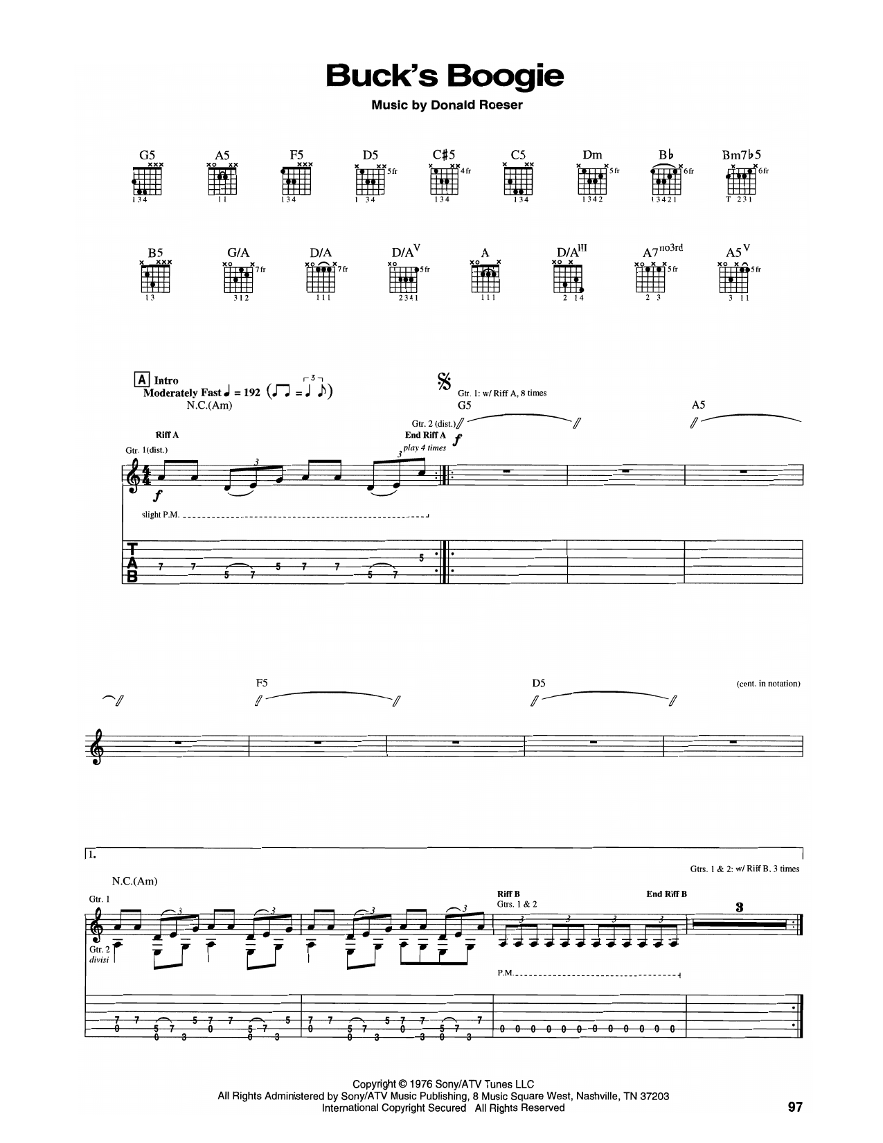 Blue Öyster Cult Buck's Boogie Sheet Music Notes & Chords for Guitar Tab - Download or Print PDF
