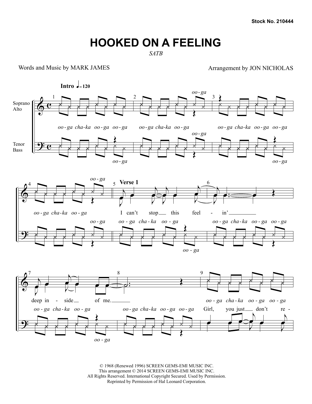 Blue Suede Hooked On A Feeling (arr. Jon Nicholas) Sheet Music Notes & Chords for SATB Choir - Download or Print PDF