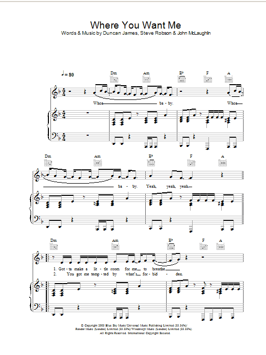 Blue Where You Want Me Sheet Music Notes & Chords for Piano, Vocal & Guitar - Download or Print PDF