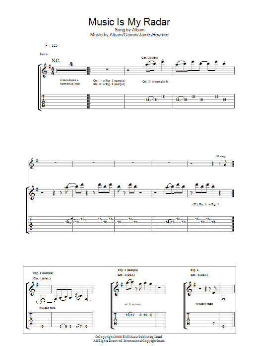 Blur Music Is My Radar Sheet Music Notes & Chords for Guitar Tab - Download or Print PDF