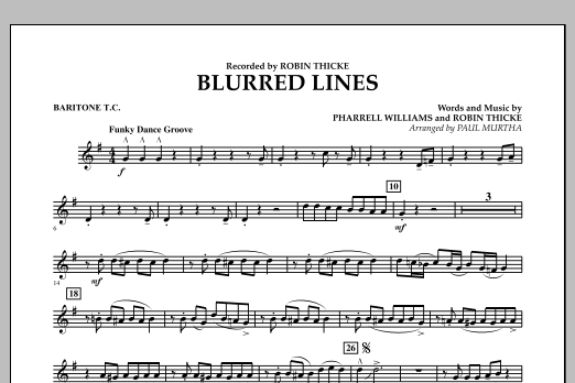 Paul Murtha Blurred Lines Baritone T C Sheet Music Download Pdf Score 324819