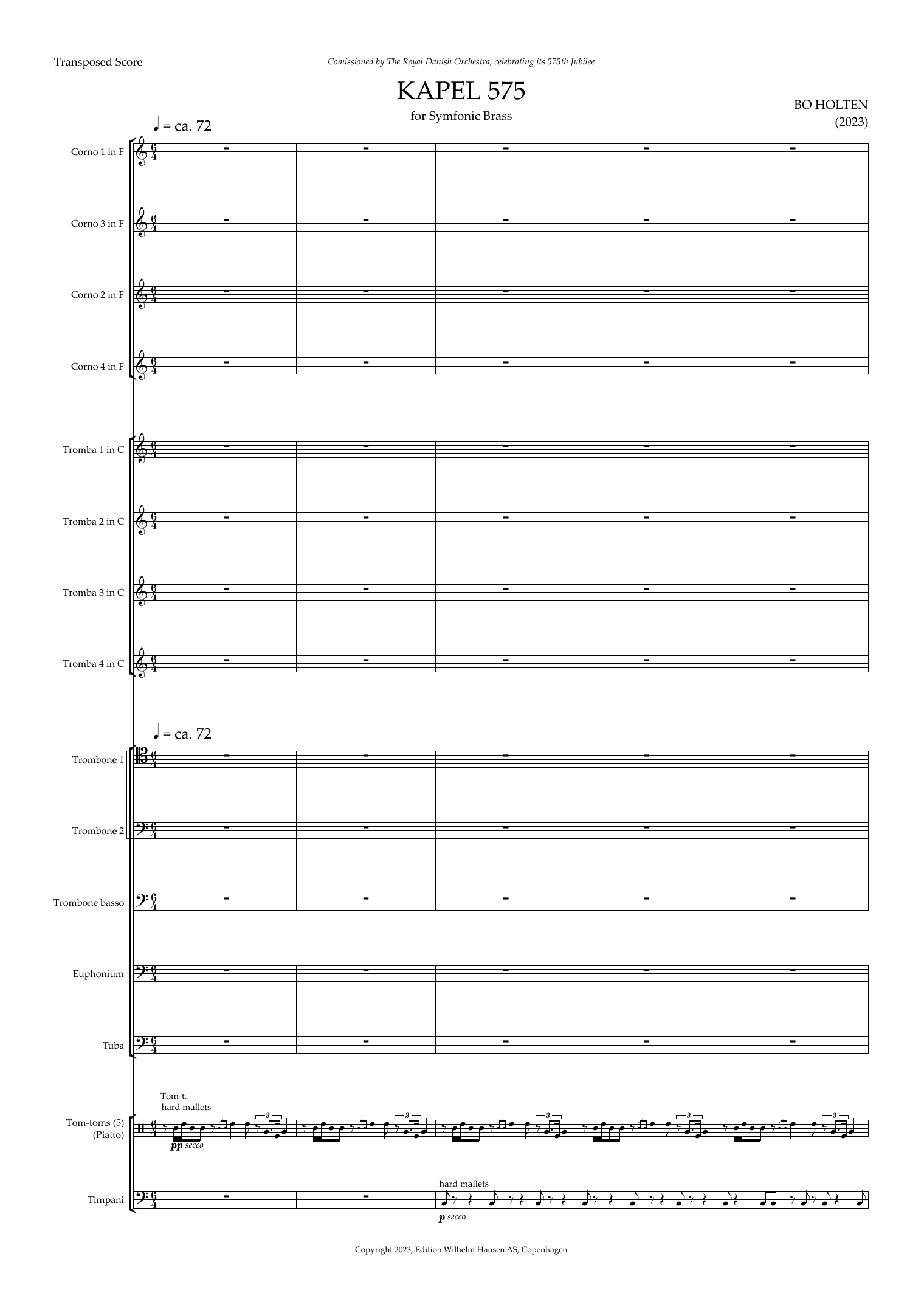 Bo Holten Kapel 575 Sheet Music Notes & Chords for Brass Ensemble - Download or Print PDF