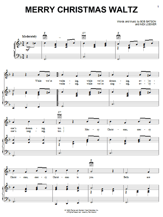 Bob Batson Merry Christmas Waltz Sheet Music Notes & Chords for Easy Piano - Download or Print PDF