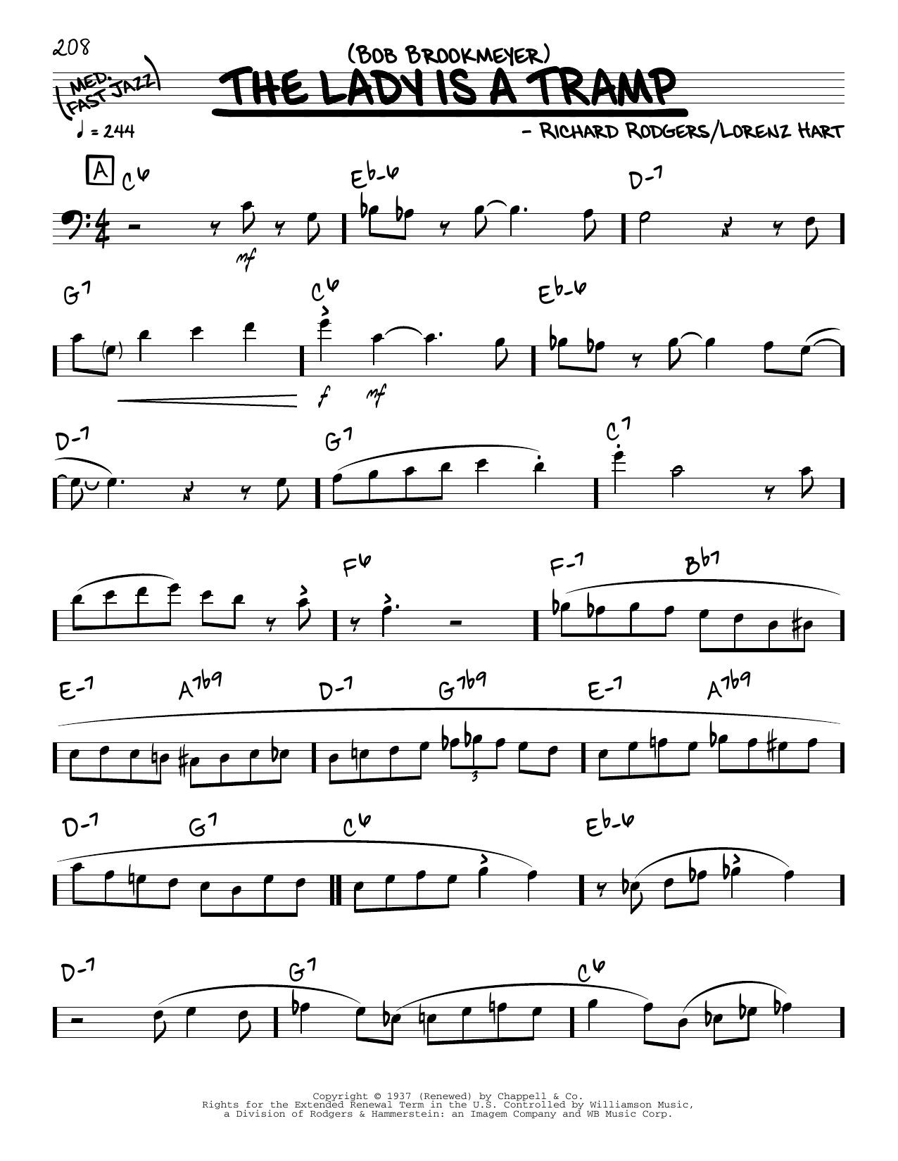 Bob Brookmeyer The Lady Is A Tramp (solo only) Sheet Music Notes & Chords for Real Book – Melody & Chords - Download or Print PDF