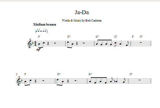 Bob Carleton Ja-Da Sheet Music Notes & Chords for Melody Line & Chords - Download or Print PDF