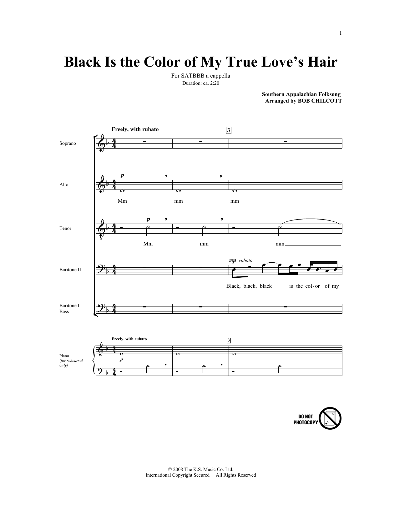 Bob Chilcott Black Is The Color Of My True Love's Hair Sheet Music Notes & Chords for SATB - Download or Print PDF