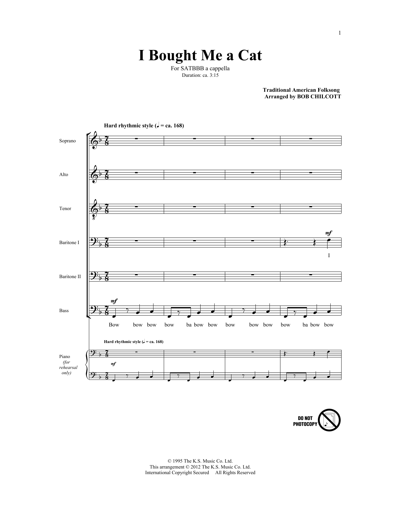 Bob Chilcott I Bought Me A Cat Sheet Music Notes & Chords for SATB - Download or Print PDF