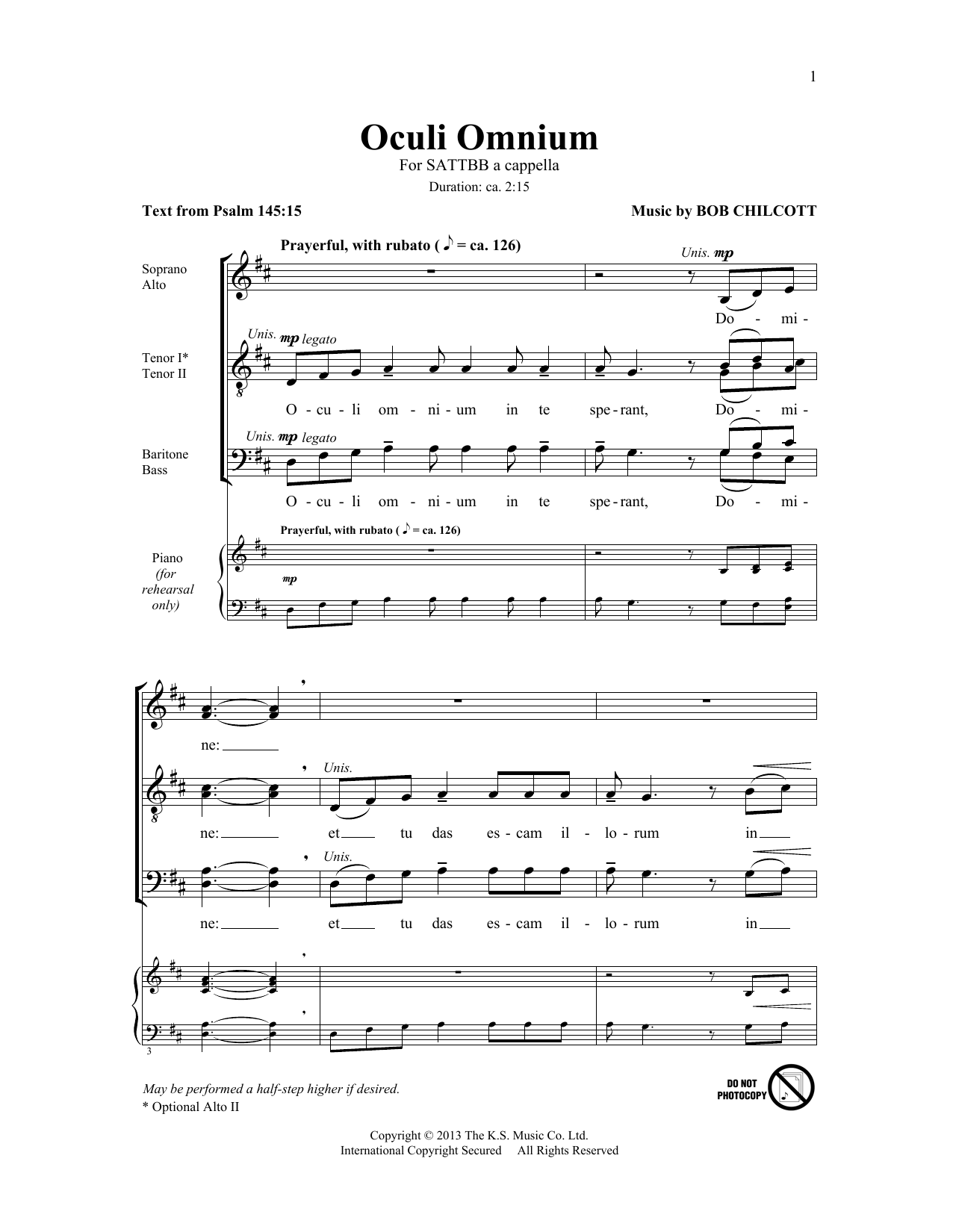 Bob Chilcott Oculi Omnium Sheet Music Notes & Chords for SATB - Download or Print PDF