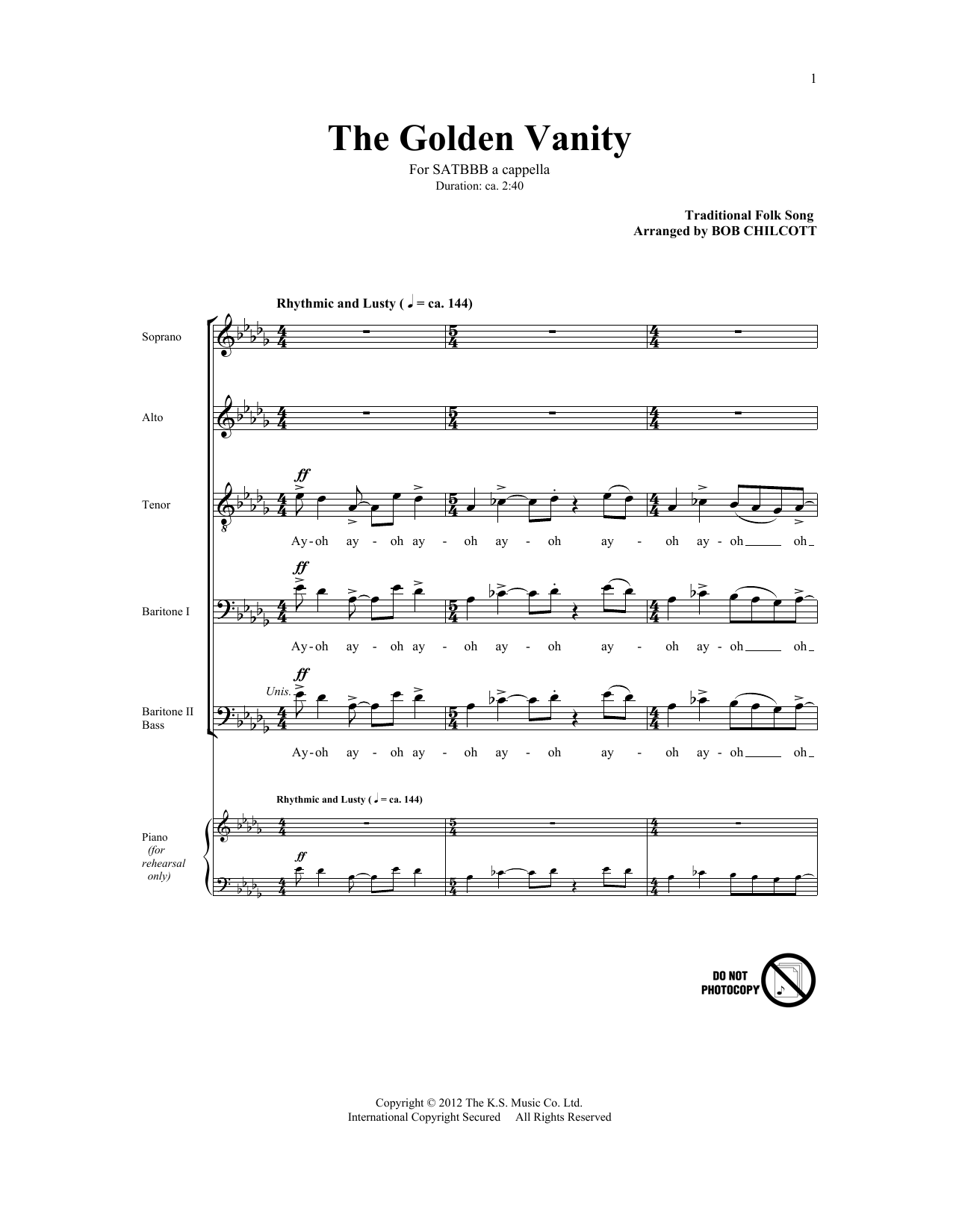 Bob Chilcott The Golden Vanity Sheet Music Notes & Chords for Choral 6-Part - Download or Print PDF