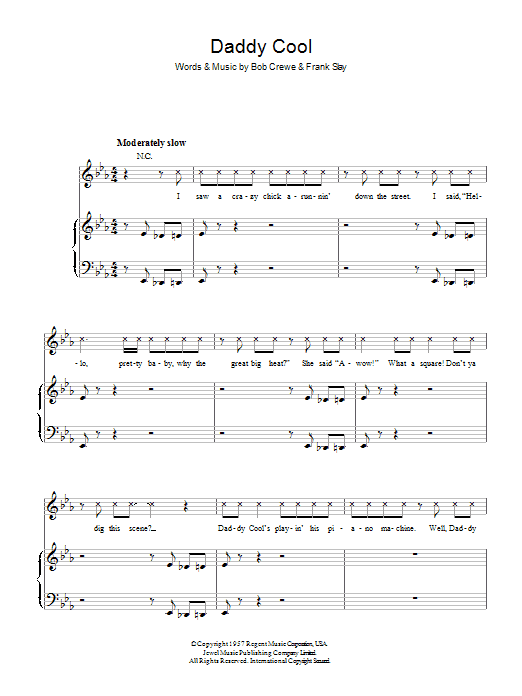 Bob Crewe Daddy Cool Sheet Music Notes & Chords for Piano, Vocal & Guitar - Download or Print PDF