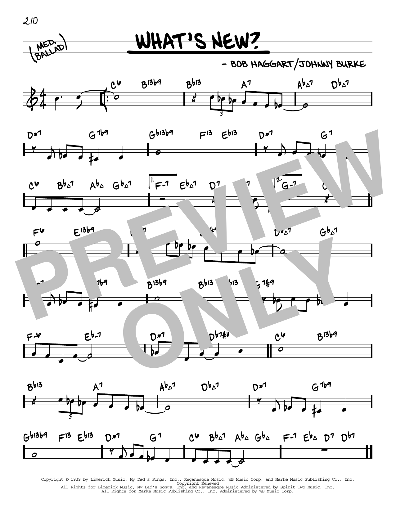 Bob Crosby & His Orchestra What's New? (arr. David Hazeltine) Sheet Music Notes & Chords for Real Book – Enhanced Chords - Download or Print PDF