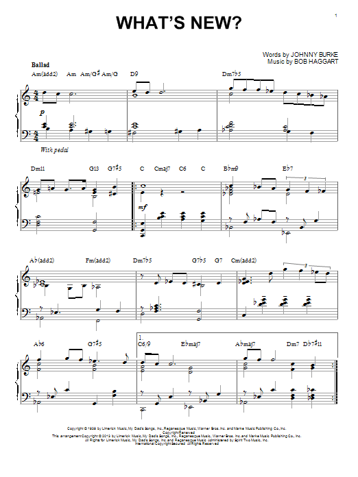 Bob Crosby & His Orchestra What's New? [Jazz version] (arr. Brent Edstrom) Sheet Music Notes & Chords for Piano Solo - Download or Print PDF