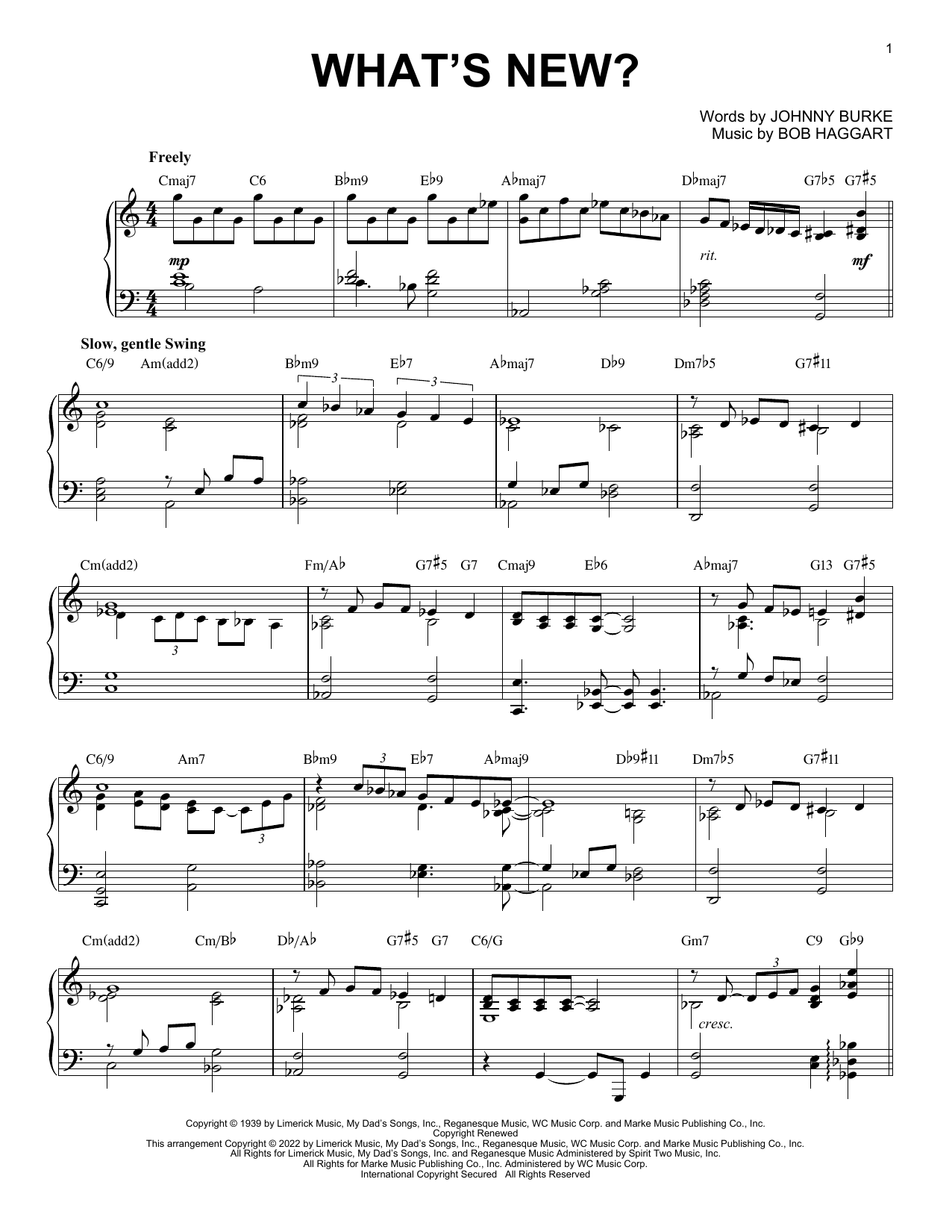 Bob Crosby And His Orchestra What's New? [Jazz version] (arr. Brent Edstrom) Sheet Music Notes & Chords for Piano Solo - Download or Print PDF