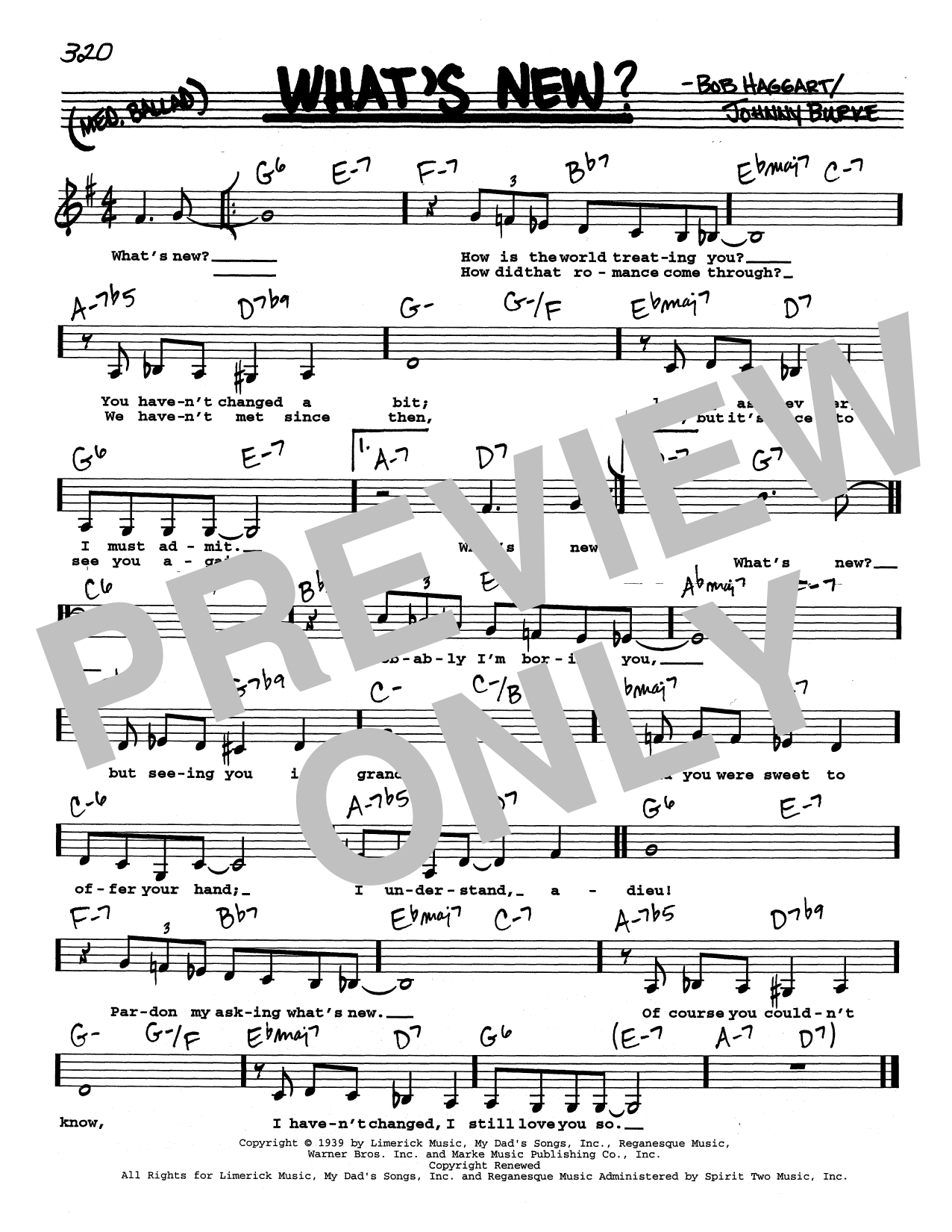 Bob Crosby and His Orchestra What's New? (Low Voice) Sheet Music Notes & Chords for Real Book – Melody, Lyrics & Chords - Download or Print PDF