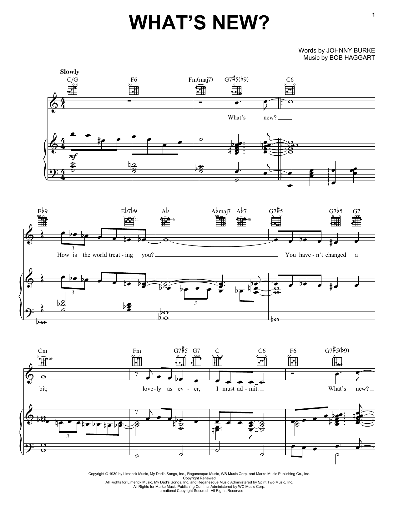 Bob Crosby and His Orchestra What's New? Sheet Music Notes & Chords for Piano, Vocal & Guitar (Right-Hand Melody) - Download or Print PDF Bob Crosby and His Orchestra What's New? Sheet Music Notes & Chords for Piano, Vocal & Guitar (Right-Hand Melody) - Download or Print PDF
