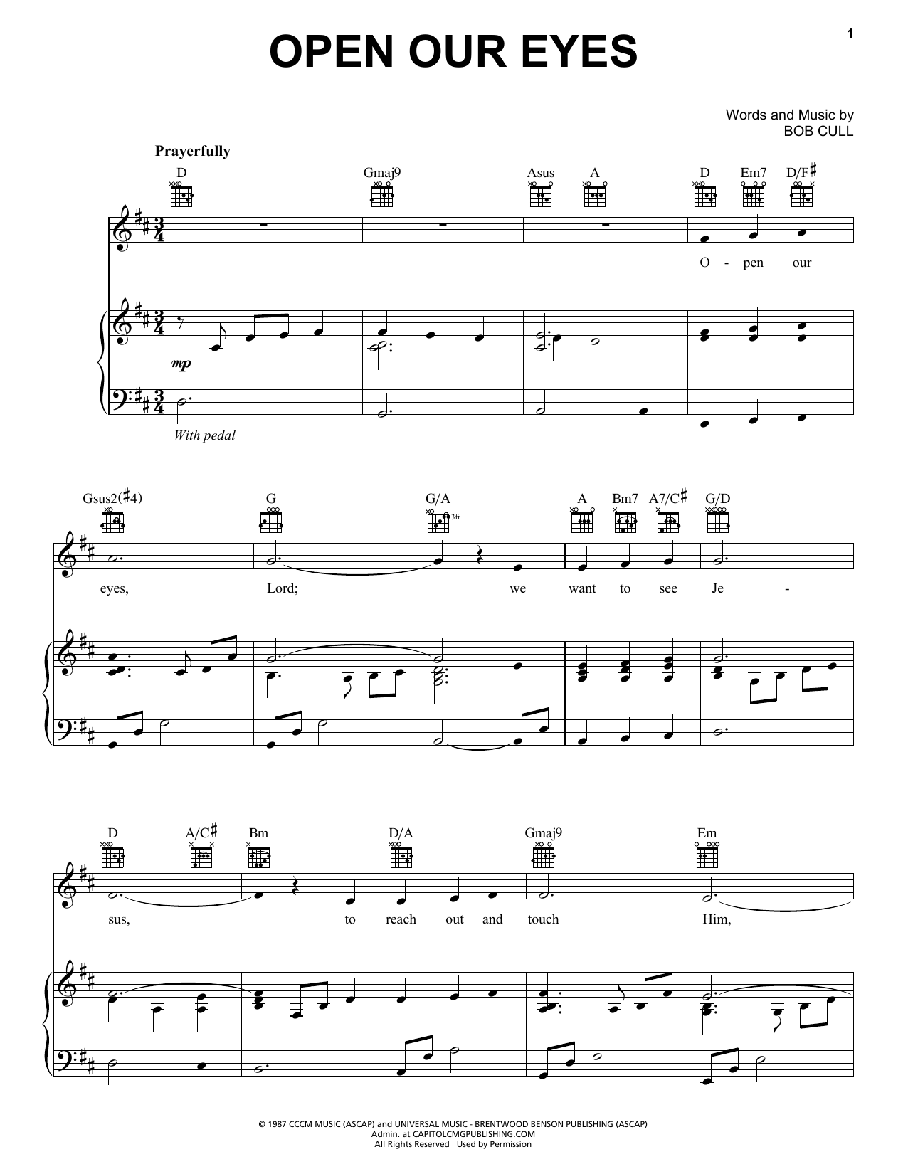 Bob Cull Open Our Eyes Sheet Music Notes & Chords for Easy Piano - Download or Print PDF