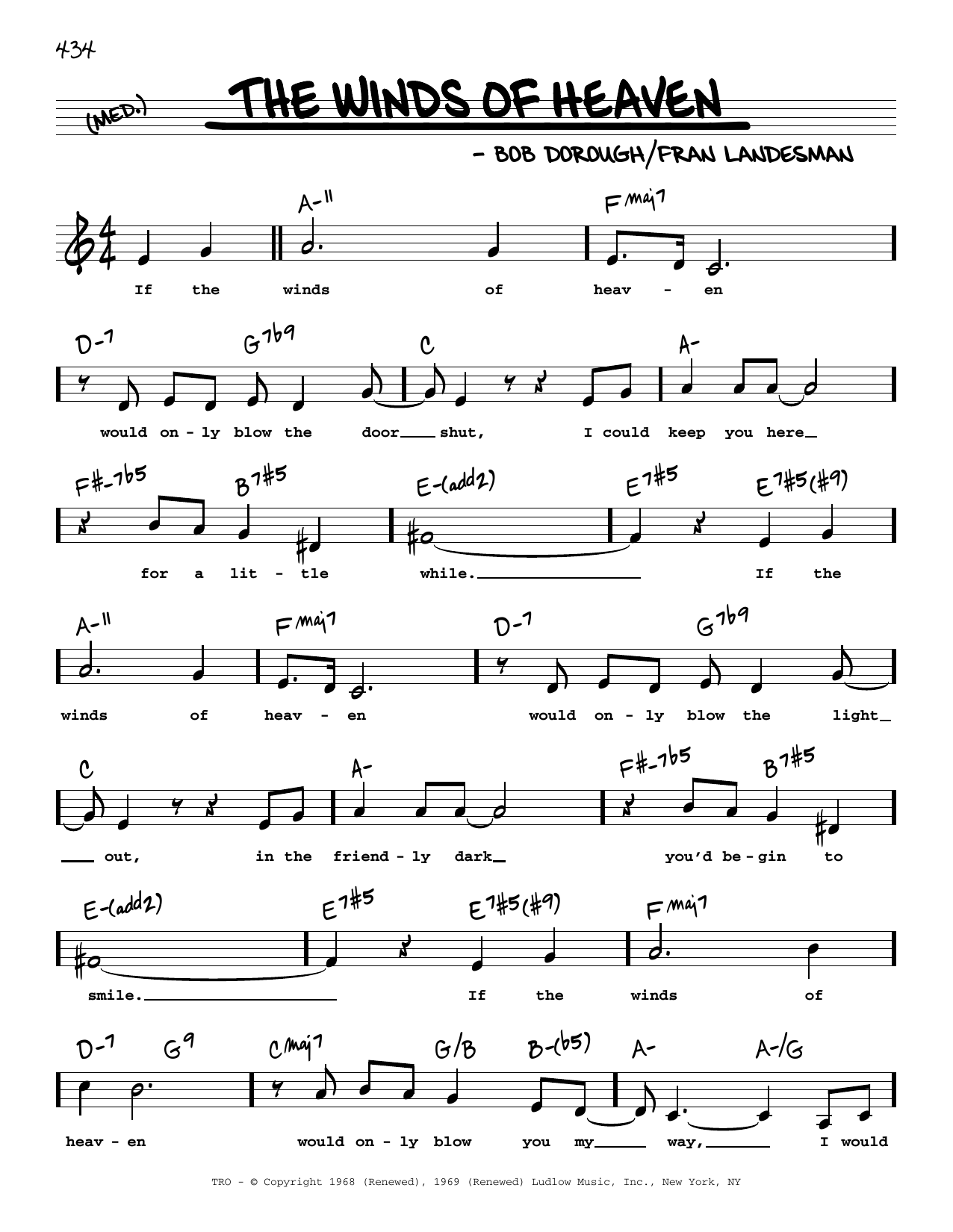 Bob Dorough The Winds Of Heaven (Low Voice) Sheet Music Notes & Chords for Real Book – Melody, Lyrics & Chords - Download or Print PDF