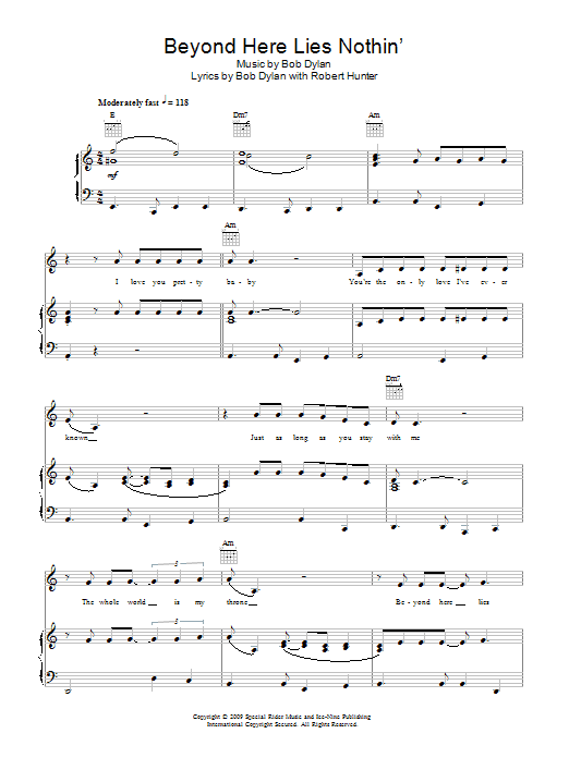 Bob Dylan Beyond Here Lies Nothin' Sheet Music Notes & Chords for Ukulele Lyrics & Chords - Download or Print PDF