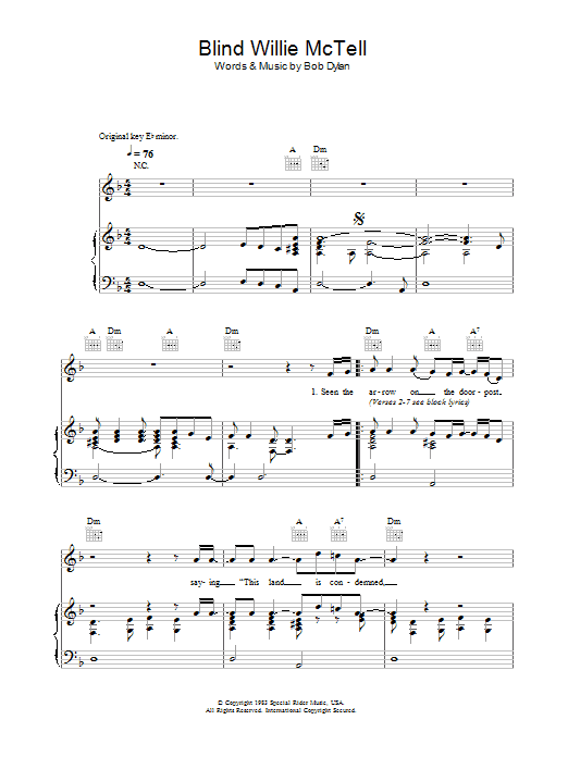 Bob Dylan Blind Willie McTell Sheet Music Notes & Chords for Ukulele Lyrics & Chords - Download or Print PDF