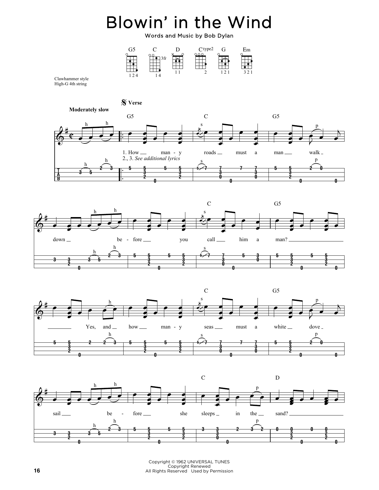 Bob Dylan Blowin' In The Wind (arr. Jim Schustedt) Sheet Music Notes & Chords for Ukulele - Download or Print PDF Bob Dylan Blowin' In The Wind (arr. Jim Schustedt) Sheet Music Notes & Chords for Ukulele - Download or Print PDF