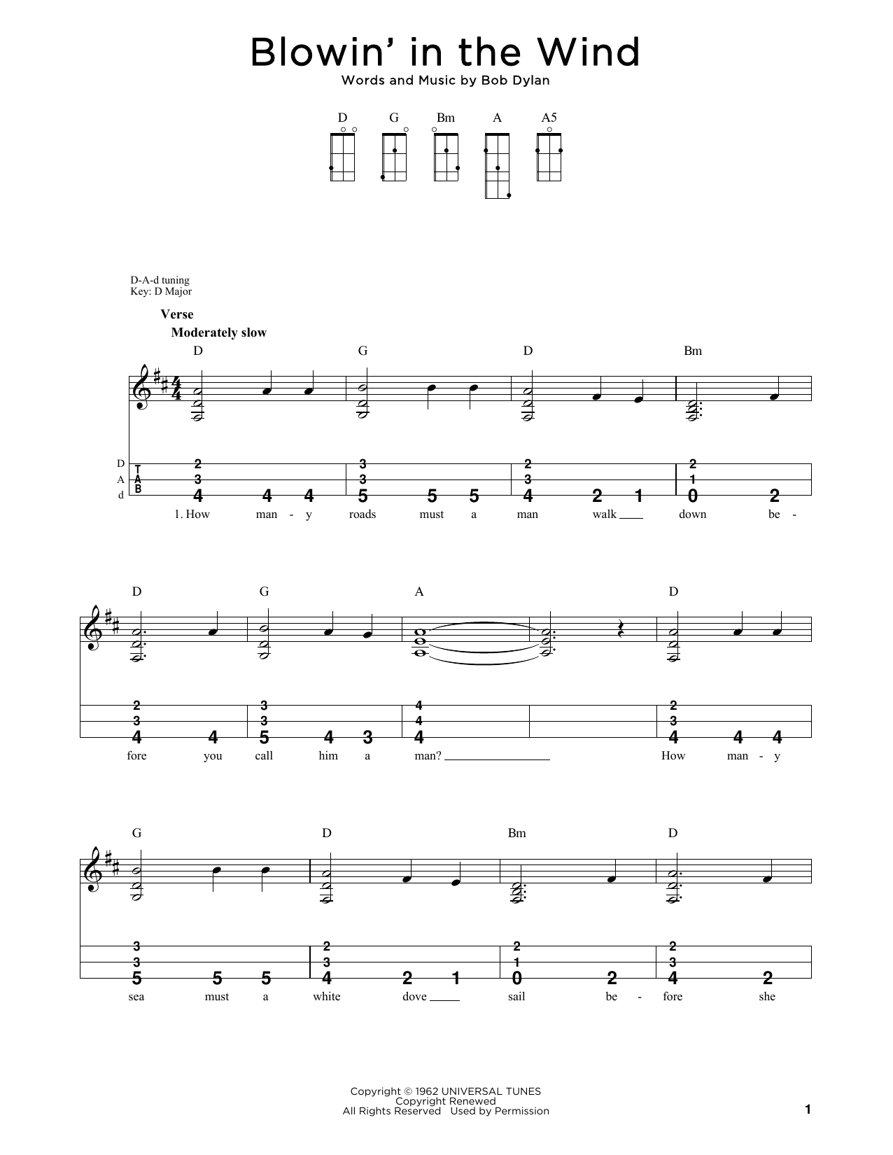 Bob Dylan Blowin' In The Wind (arr. Steven B. Eulberg) Sheet Music Notes & Chords for Dulcimer - Download or Print PDF