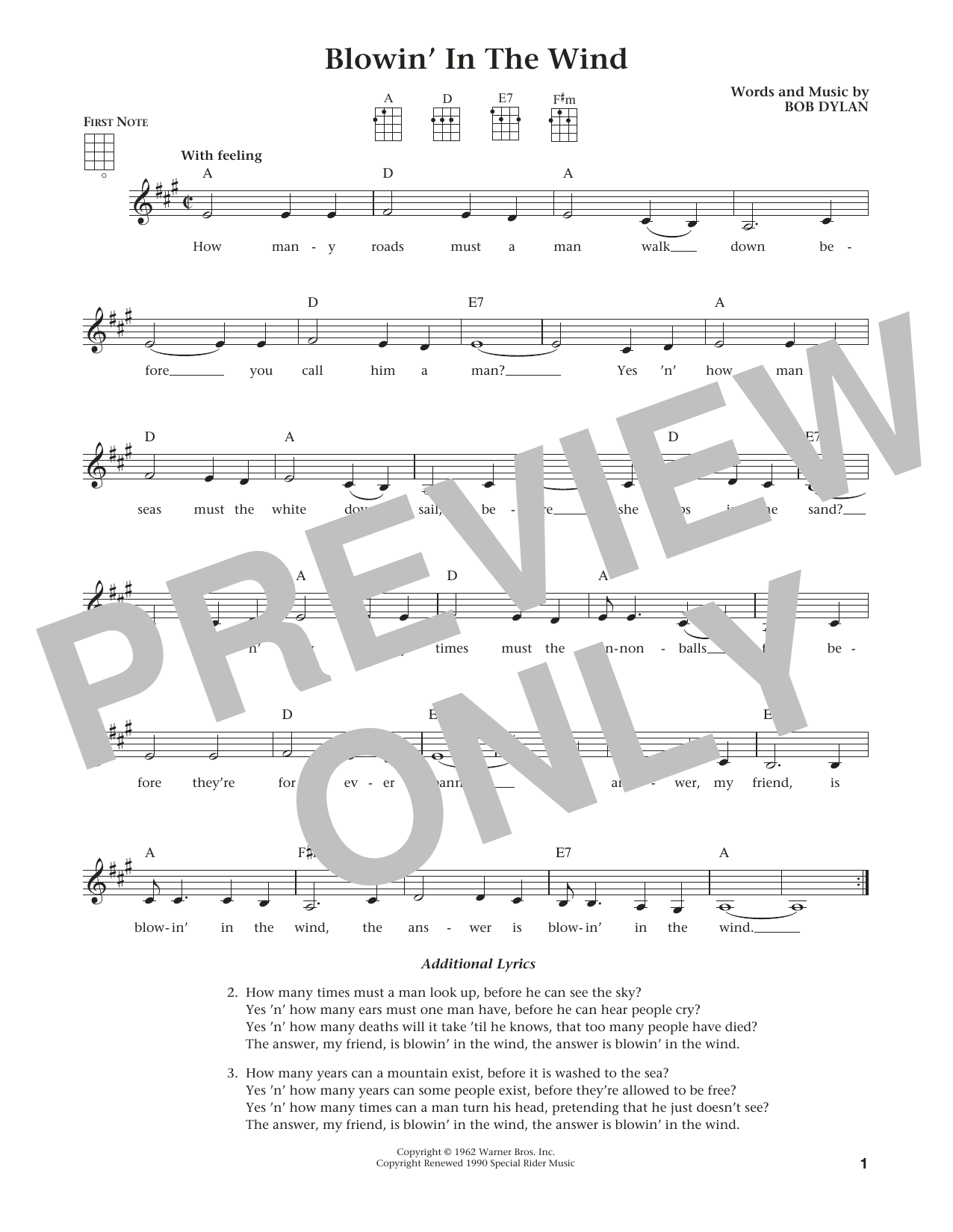 Bob Dylan Blowin' In The Wind (from The Daily Ukulele) (arr. Liz and Jim Beloff) Sheet Music Notes & Chords for Ukulele - Download or Print PDF