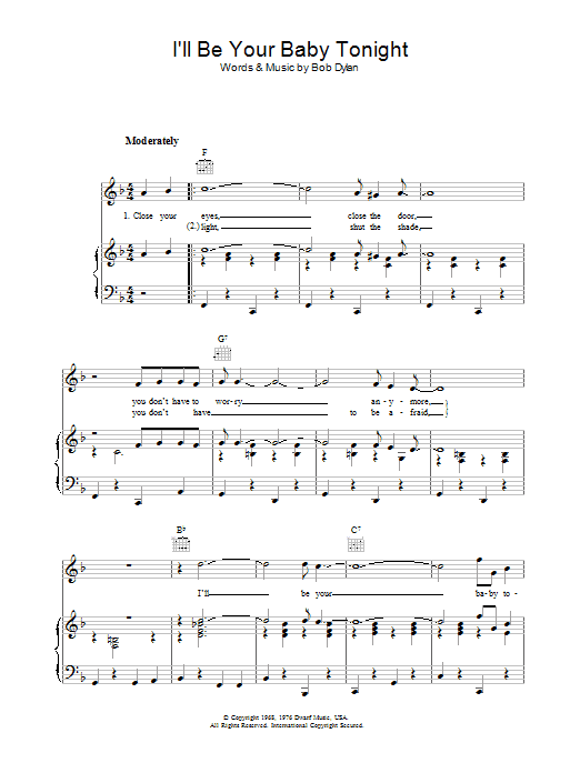 Bob Dylan I'll Be Your Baby Tonight Sheet Music Notes & Chords for Banjo Lyrics & Chords - Download or Print PDF