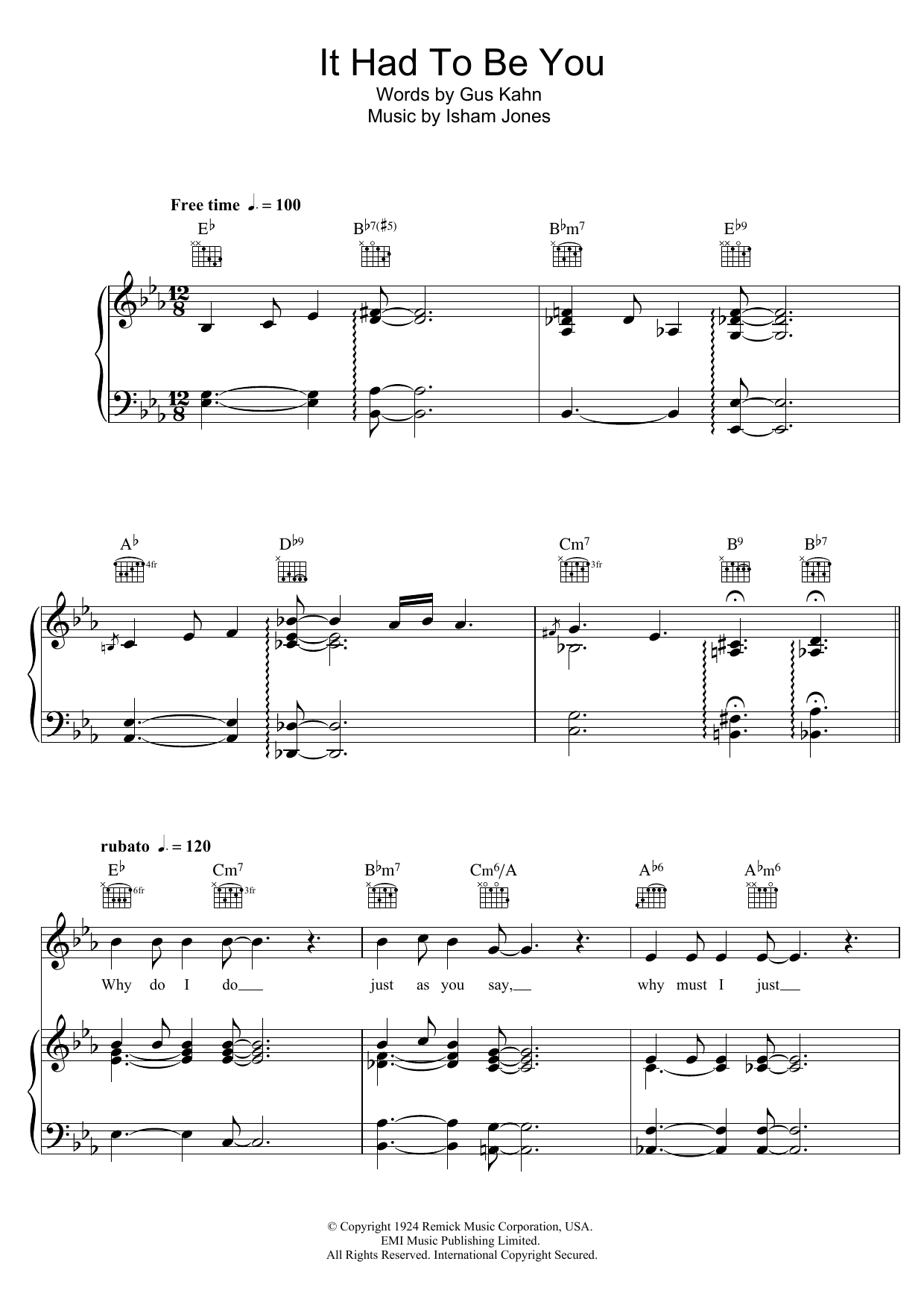 Bob Dylan It Had To Be You Sheet Music Notes & Chords for Piano, Vocal & Guitar (Right-Hand Melody) - Download or Print PDF