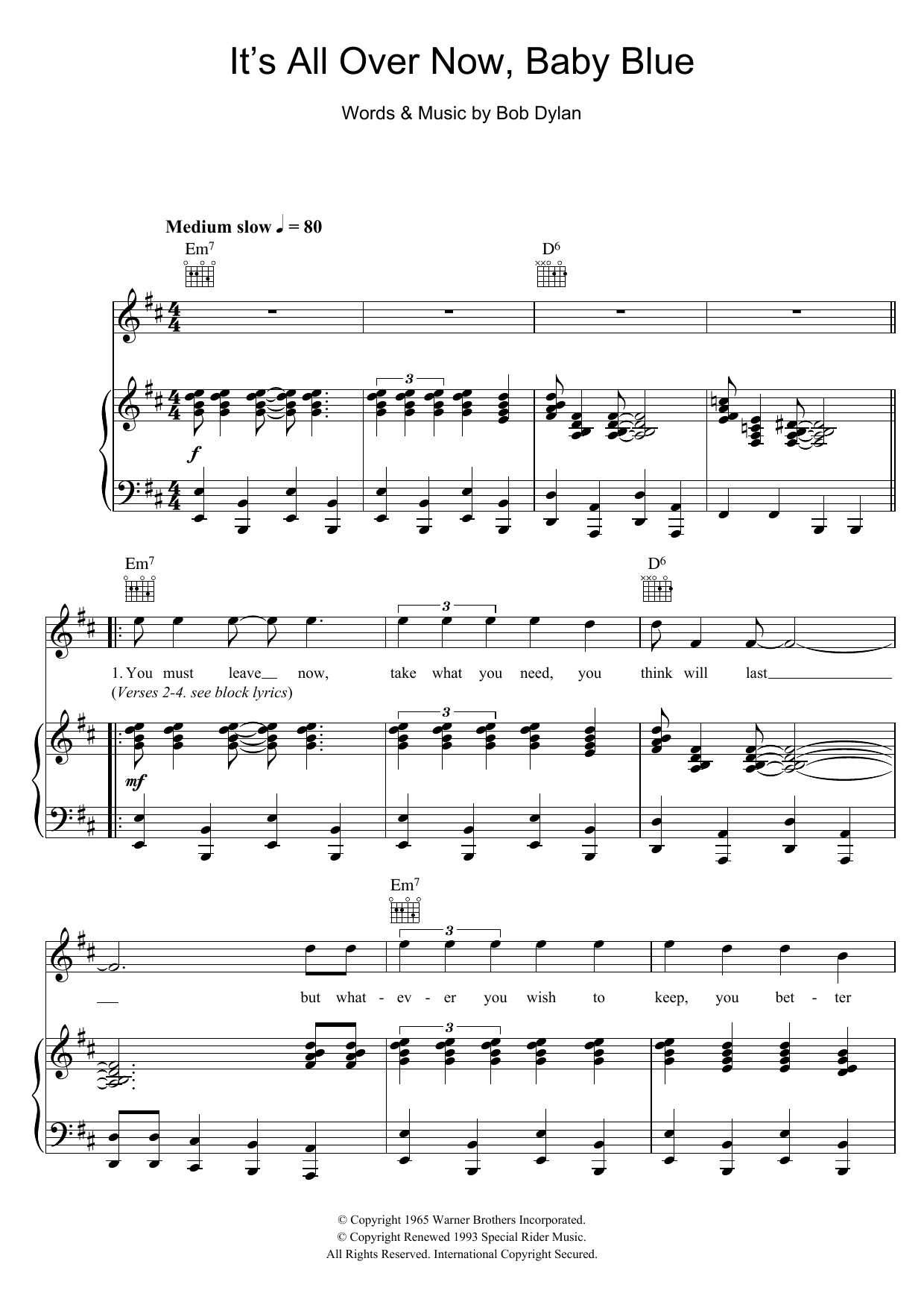 Bob Dylan It's All Over Now, Baby Blue Sheet Music Notes & Chords for Ukulele with strumming patterns - Download or Print PDF
