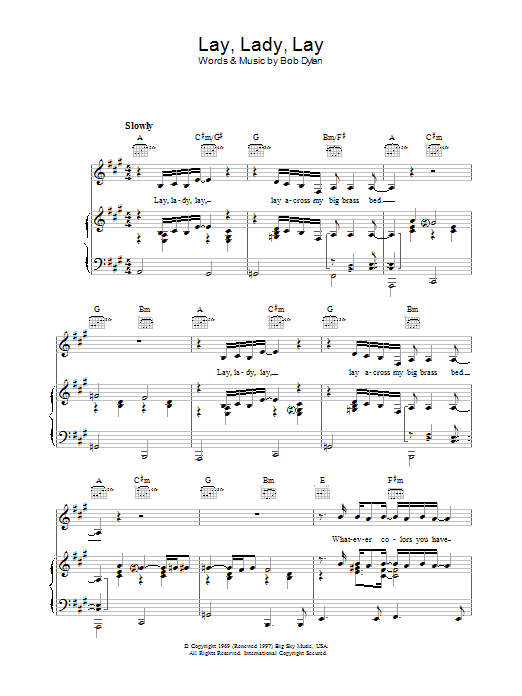 Bob Dylan Lay Lady Lay Sheet Music Notes & Chords for Alto Saxophone - Download or Print PDF